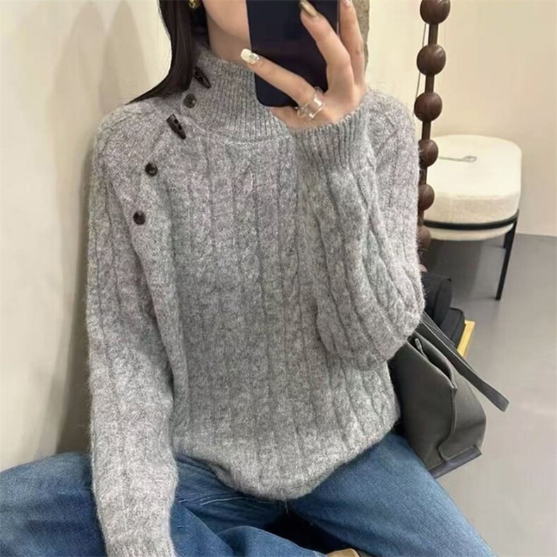 毛衣女冬季加厚外穿内搭套头圆领短款小个子时尚针织衫打底衫上衣,针织衫/毛衣,暖姿羊绒