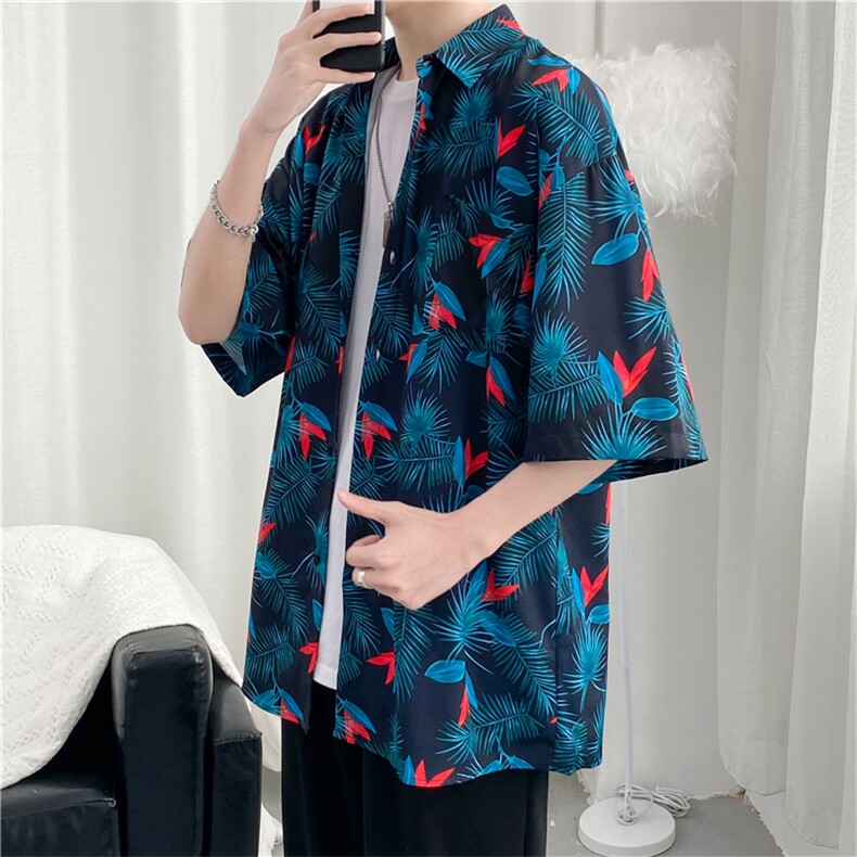 短袖衬衫春款男港风潮流C1192P26,男装衬衫,星座1116-2