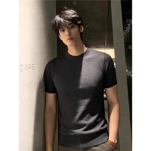 美式简约休闲短袖T恤男夏季潮牌百搭宽松修身打底上衣LW5088-P45