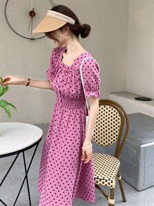 流行色波点连衣裙,女装连衣裙,亿炫(5F)