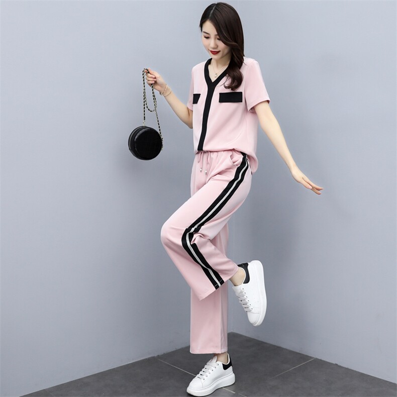 2021年夏季新款女装休气质休闲撞色时尚套装两件套,女装套装/套裙,瑶迪依秀