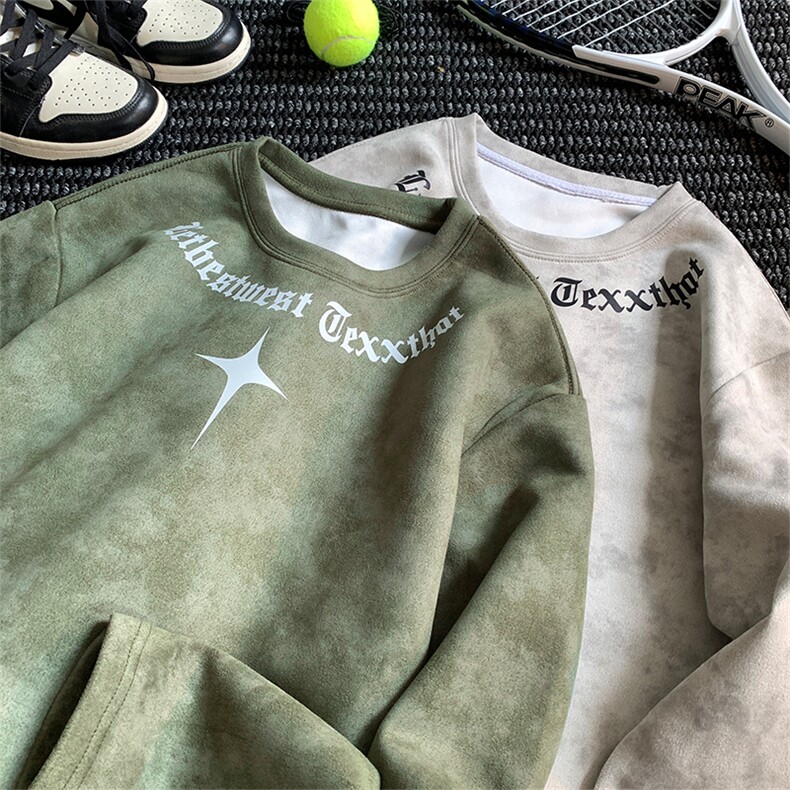 240g重磅扎染麂皮绒长袖T恤男M-5XLFSCT541P30控48，男装T恤，电商B219B