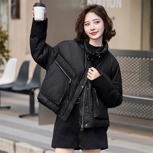 2025冬季新款现货休闲时尚机车服PU洗水皮90绒羽绒服图片