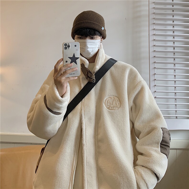 港风情侣装冬装皮毛一体刺绣羊羔毛棉衣男装厚棉服G1037P128女,男装棉衣,电商A339
