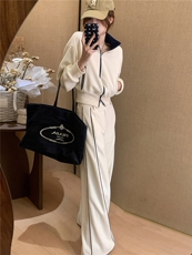 个性简约时尚休闲套装女春洋气减龄双头拉链立领卫衣阔腿裤两件套，女装套装/套裙，江南