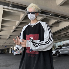 黑色拼花灰袖
