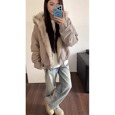 现货高品质美式高街冬季重磅硬挺短款座山雕毛领棉衣男女加厚外套，男装棉衣，电商A486
