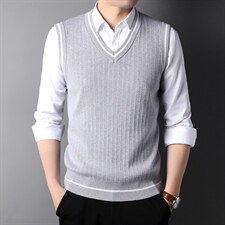 HPN991男式2023年秋冬新款背心V领商务马甲毛衣休闲针织衫P53，男装针织衫/毛衣，电商B360