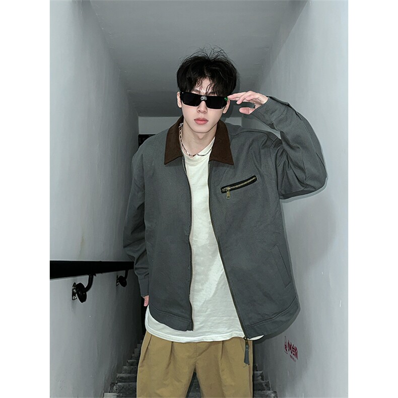 现货5000件2026春季新款水洗帆布翻领底特律夹克男外套JK571P80，男装夹克，星座301D-2(原星座1004-1）