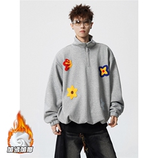 WY5560JR-P50特控98加绒加厚刺绣立领抽绳卫衣，男装卫衣，电商D232