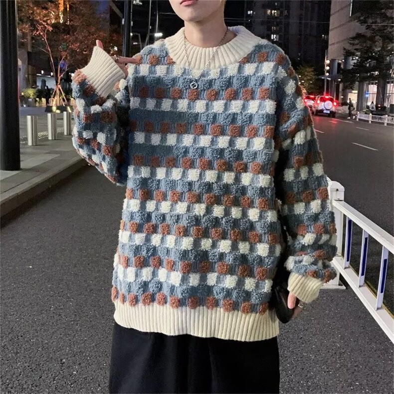 复古毛衣慵懒风日系男oversize羊羔绒针织衫秋冬内搭打底衫 M116图片