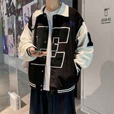 日系ins撞色口袋夹克宽松休闲棒球服潮牌秋季工装外套W1360-P65，男装夹克，星座512-4