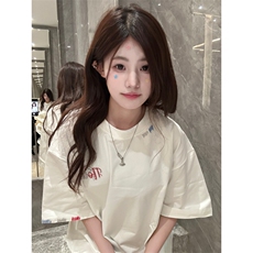 H1014-P35高版本#原版全刺绣内里铺布宽松休闲短袖T恤，女装T恤，星座617A-2
