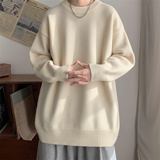 重磅秋冬男女纯色打底针织衫圆领套头半高领毛衣美式复古休闲上衣，男装T恤，电商A486