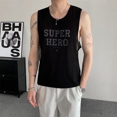夏季小众双层网纱背心男子个性性感速干训练服健身运动跑步坎肩，男装背心/马甲，星座909