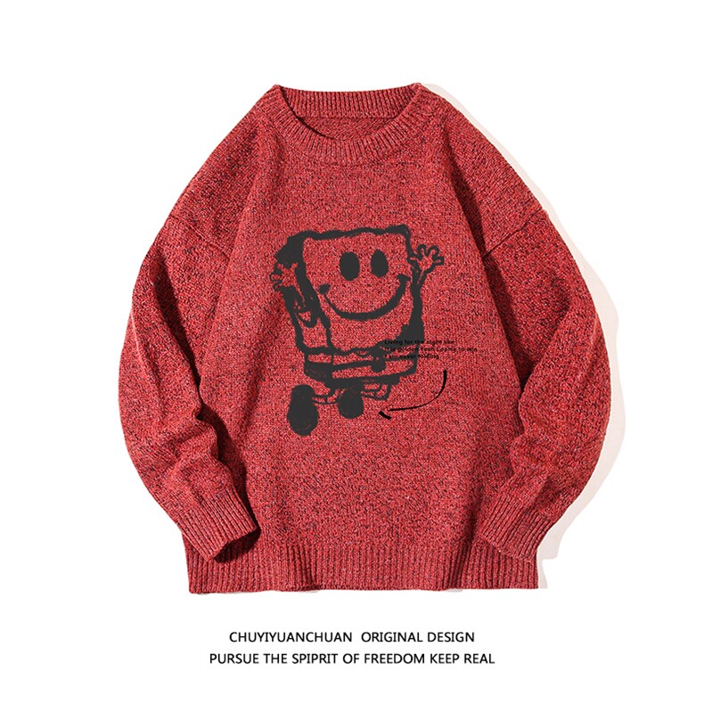加厚加绒毛衣男大码毛线衣男针织衫M19245-P45加绒款-P65白底,男装针织衫/毛衣,电商A040A