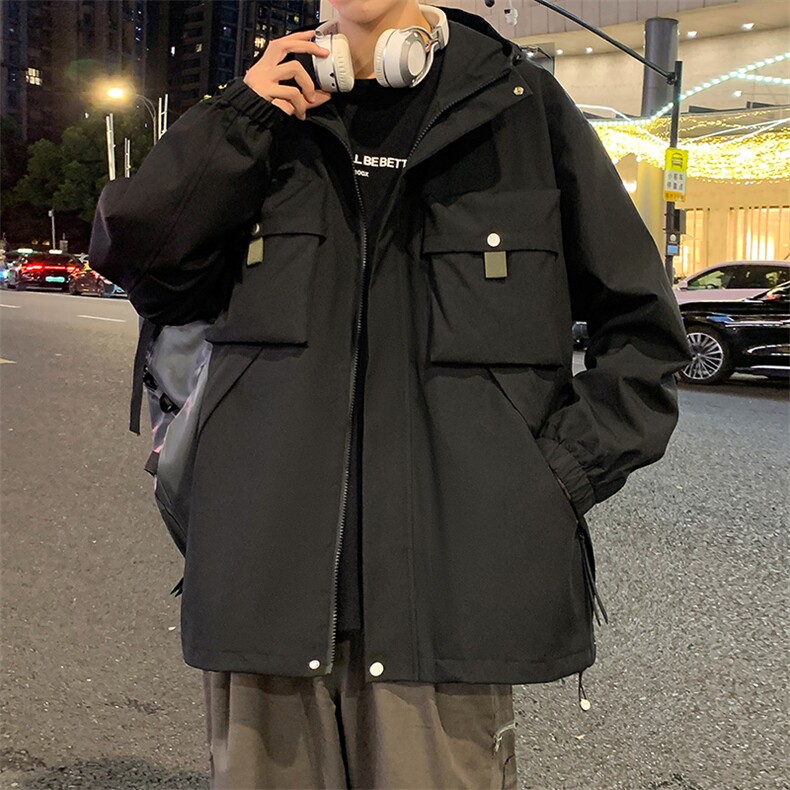 休闲拉链夹克情侣冲锋衣防风衣连帽外套JK451p75,男装夹克,电商D315