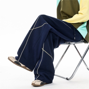 重磅哈苏明线弯刀卫裤大码运动长裤阔腿裤子直筒休闲裤LK506特P45图片