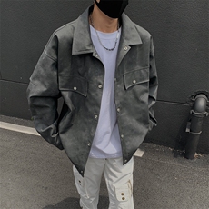 港风高街痞帅男装外套美式短款潮牌工装皮衣夹克DSA157B-J230-P90，男装夹克，电商A157B