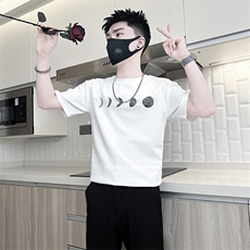 月有阴晴圆缺烫钻短袖T恤男社会小伙高级感301C-DT88-P48控68，男装T恤，星座301C（原B323）