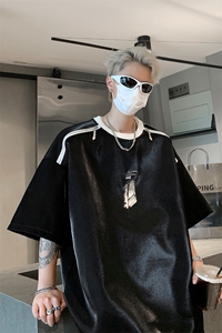 男装短袖T恤 2025夏季拉链字母印花五分袖体恤XZ514-2-202465-P58图片
