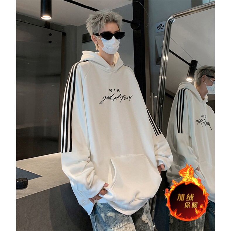 抖音得物供货提供视频秋冬重磅美式宽松织带连帽卫衣04113,男装卫衣,电商A486