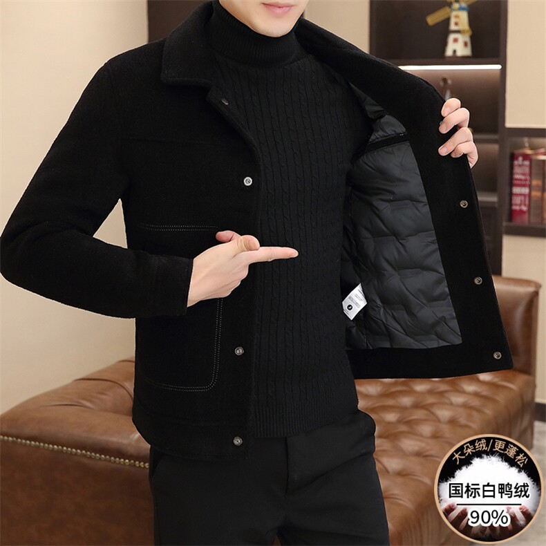 新标90白鸭绒有男士羽绒服金貂绒毛呢大衣外套YR2512-P175,男装羽绒服,星座210-3
