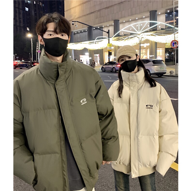 情侣冬装 港风PU软皮棉服刺绣logo棉衣休闲加厚外套男 G1103 P128图片