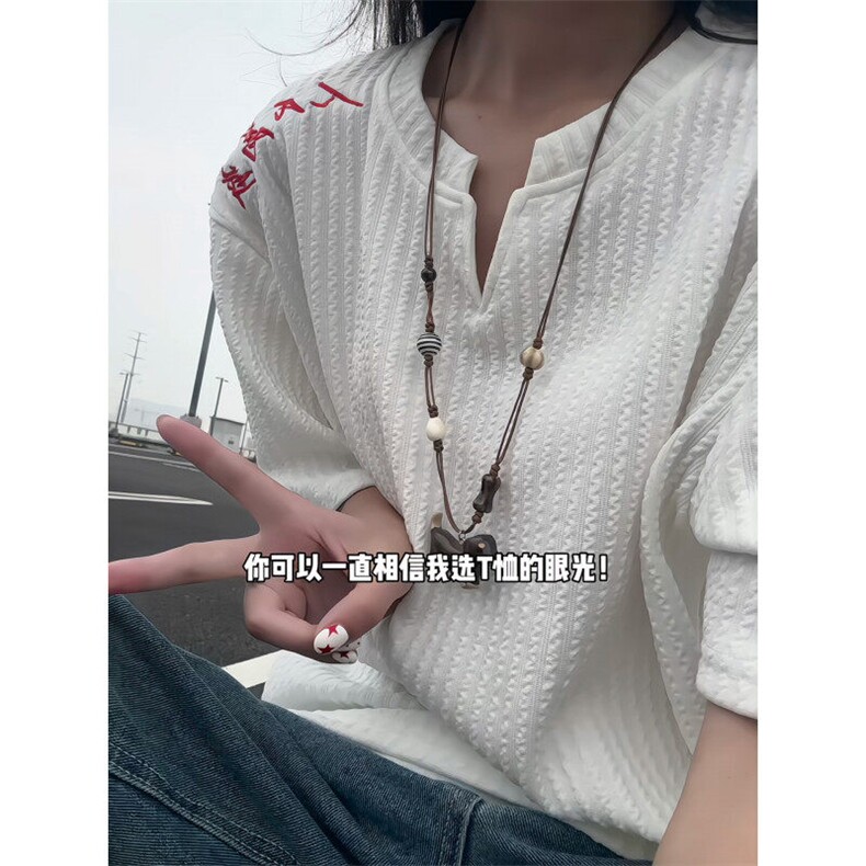 XZ809A/FFF03/特P24/控48美式V领坎肩万针绣花T恤,男装T恤,星座809A(原222-1)