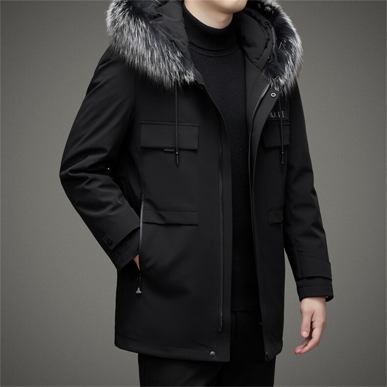 DJ8222钱塘2020-3冬季厚款商务休闲毛领中年男士派克服外套P745图片