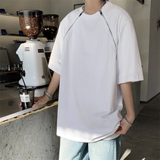 T306-P30夏季宽松型双拉链设计感短袖，男装T恤，星座1501-1