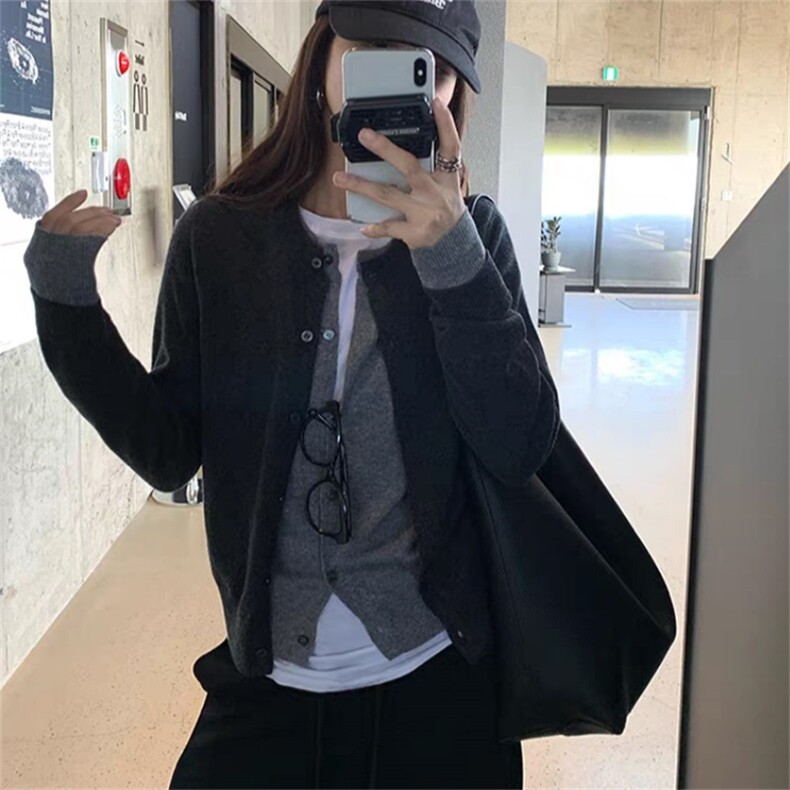 2025年秋季时尚百搭通勤简约休闲开衫单件长袖，女装羊绒衫，琳华羊绒