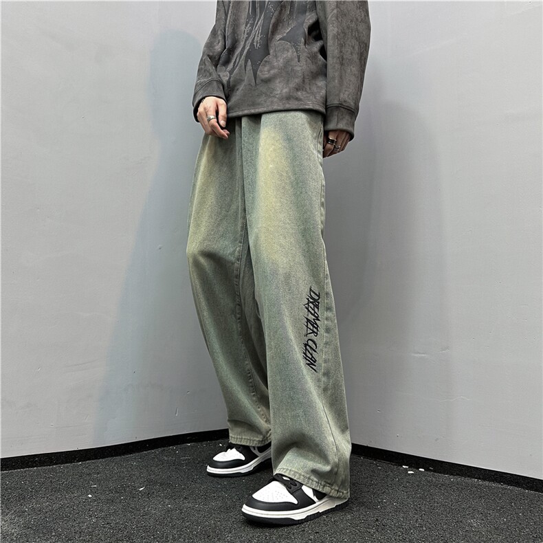 k1030-p45-控68M-5xl港风高阶黄泥黑暗宽松大码牛仔裤,男装牛仔裤,星座116