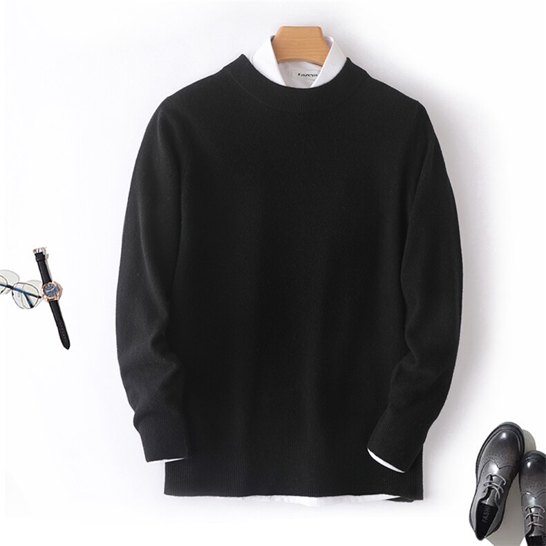 男士纯色半高领长袖羊毛衫秋冬季新款男士毛衣男装简约纯色针织衫男装，男装羊毛衫，枫宸羊绒