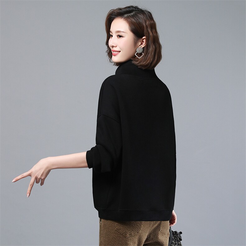 2021年秋季新款加绒加厚卫衣女宽松显瘦立领上衣服女打底衫,女装卫衣/绒衫,简韵佳
