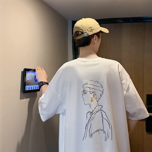 原创设计手绘涂鸦宽松大码圆领短袖T恤情侣517A-1-T905-P28控38图片