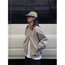 2025基础纯色宽松复古拉链立领卫衣日系休闲外套开衫潮，女装短外套，星座506A