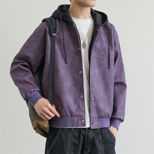 假两件机车服皮衣外套男高级感痞帅宽松休闲pu皮夹克JK0196-P93图片