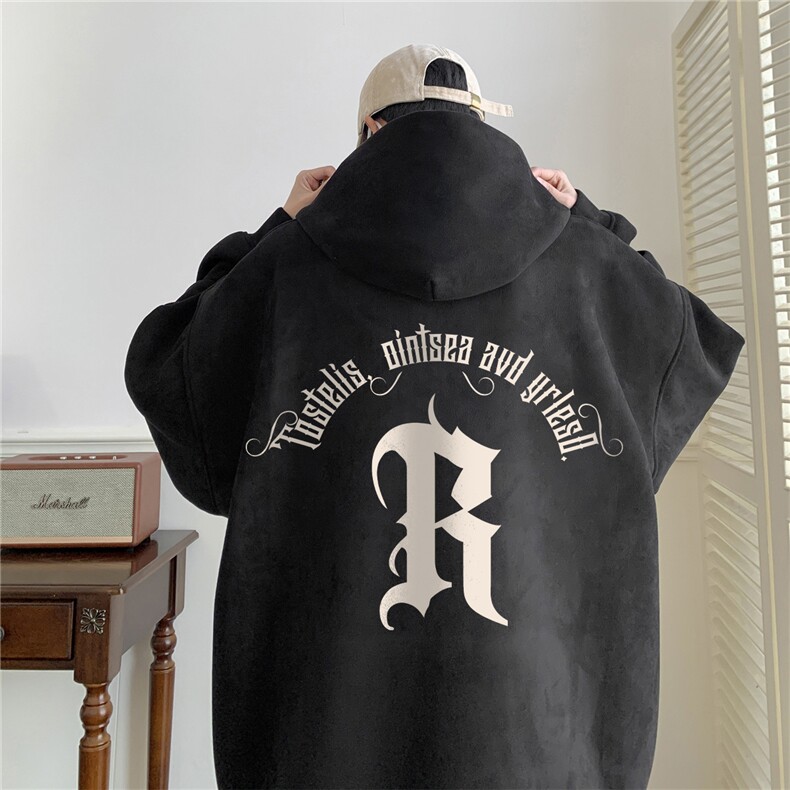 ！麂皮绒连帽卫衣直播品质重磅400克R印花JL7073-P45控78,男装卫衣,星座508（原C305）