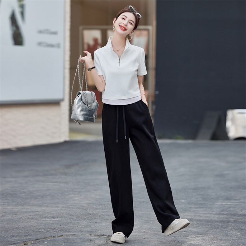 FALVLITE多巴胺运动服套装女夏季小个子时尚半拉链短袖卫衣两件套,女装套装/套裙,梦懿尔