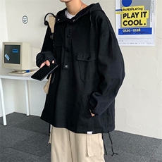 秋季痞帅工装外套男韩版潮流多口袋炸街衣服潮牌宽松休闲连帽夹克，男装夹克，星座1210-1