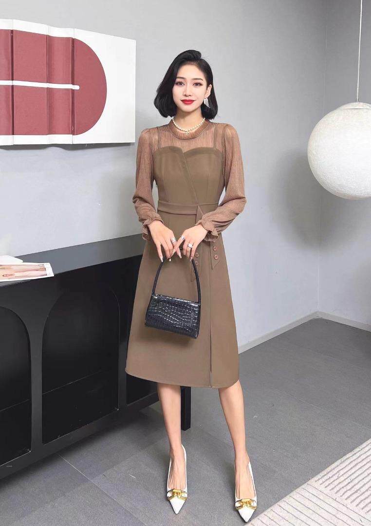 [现货]气质蕾丝拼接连衣裙，两色、四码，女装连衣裙，依柏璐(1F)