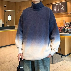 B444P65半高领立领套头毛衣男潮流学生渐变慵懒风毛线衣针织衫帅，男装针织衫/毛衣，星座512-6