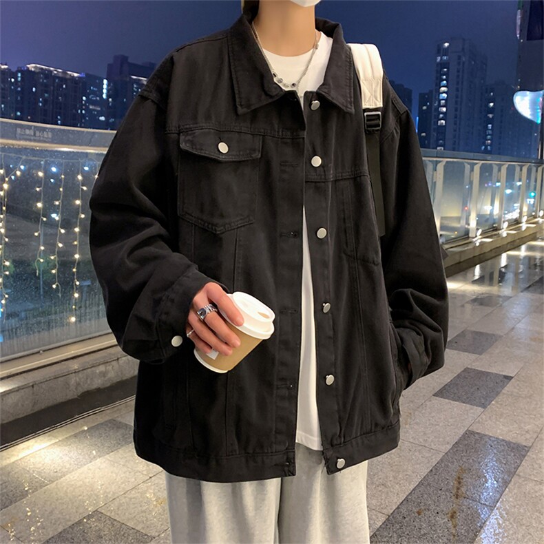 秋季牛仔外套男潮流韩版宽松连帽夹克港风休闲上衣JK08918-P63,男装夹克,星座308B-1