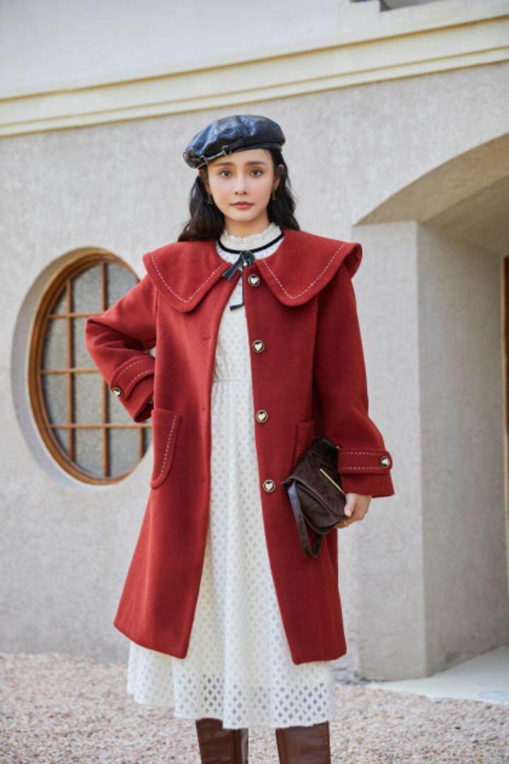 刺绣翻领大衣m?l，其它，咔柠