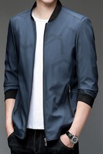 春秋季薄款夹克男2023年新款中年爸爸装印花商务宽松休闲外套，男装夹克，电商B212（原钱塘6029）
