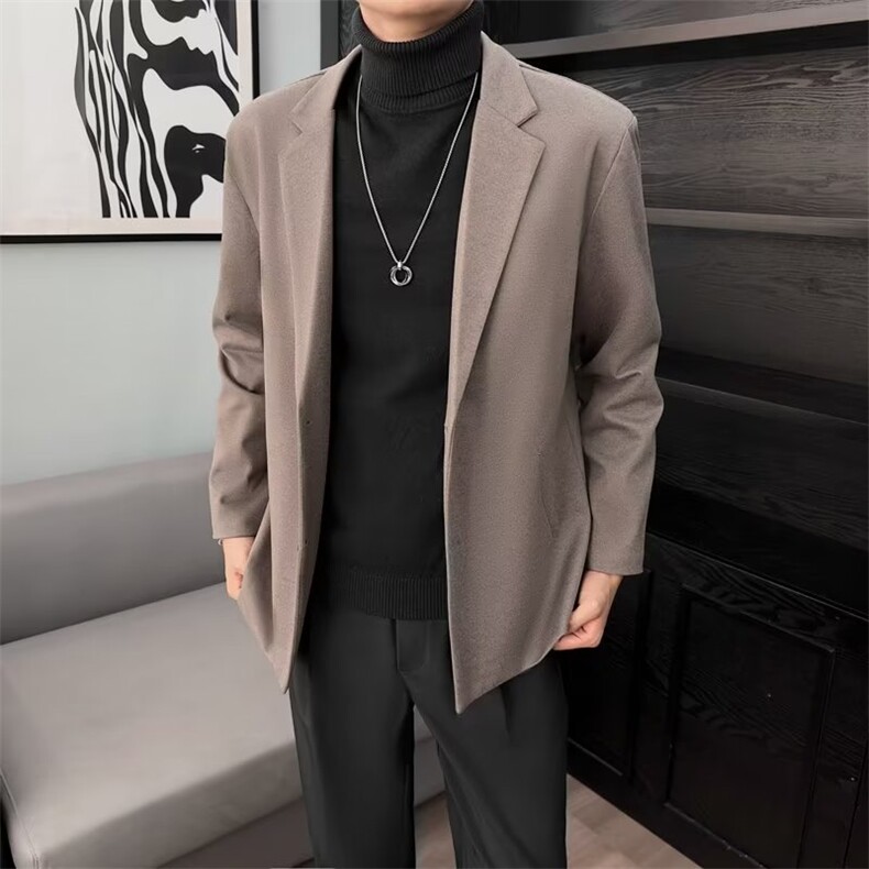 毛呢西装外套男秋冬季新款男装休闲冬季男士厚呢子西服M53,男装西服,星座1116A-2（原606A-1）