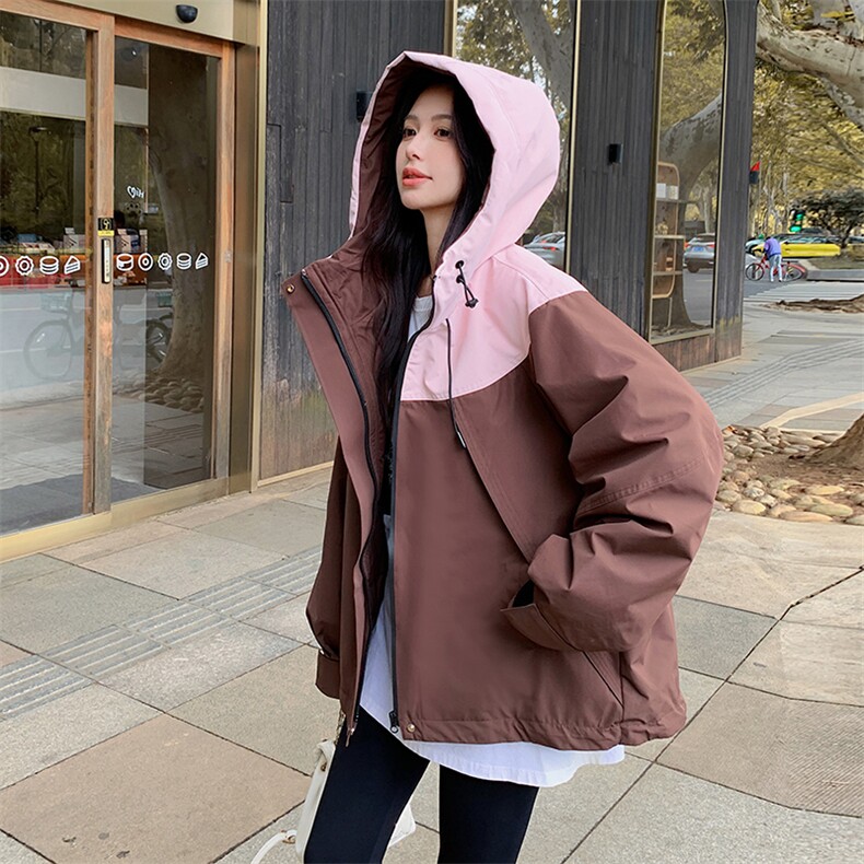 韩版短款撞色冲锋衣羽绒棉服女2025冬季新款加厚显瘦保暖棉衣棉袄,女装羽绒服,辉之琳