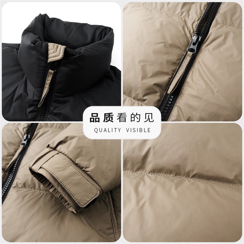 主推大货冬季鹅绒羽绒服外套男新款立领时尚潮流拼接面包服羽绒服,男装羽绒服,钱塘723