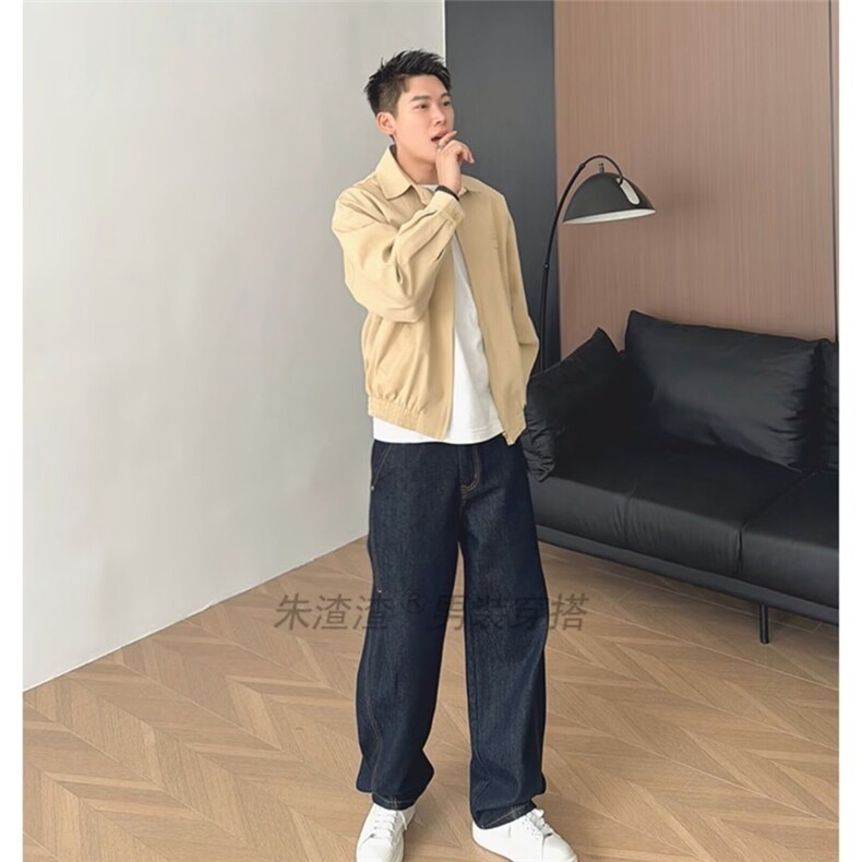 秋冬季时尚休闲帅气水洗复古潮流牛仔裤男直筒宽松高街百搭阔腿裤,男装牛仔裤,星座506A